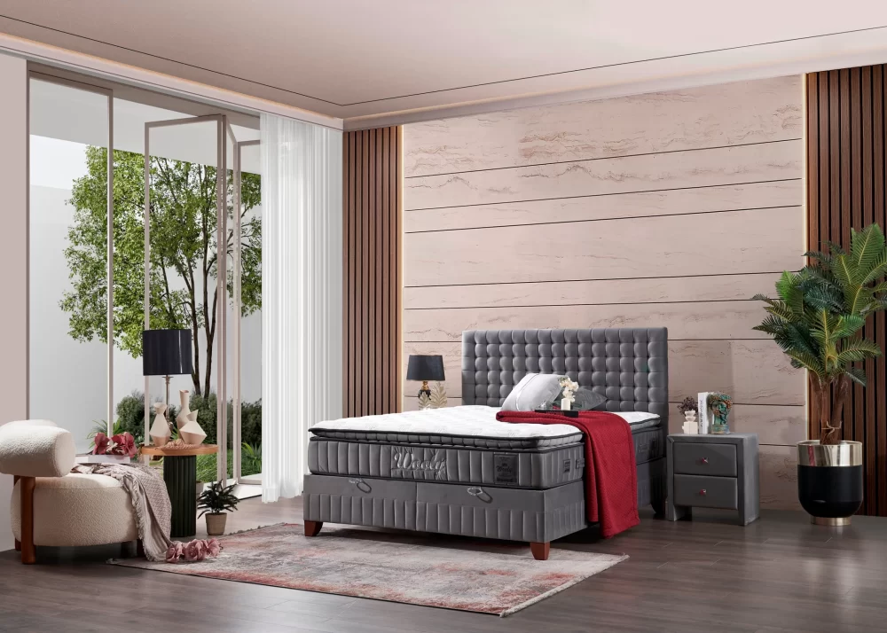 Alternative view of Тапицирано легло Wooly Платинено Сиво