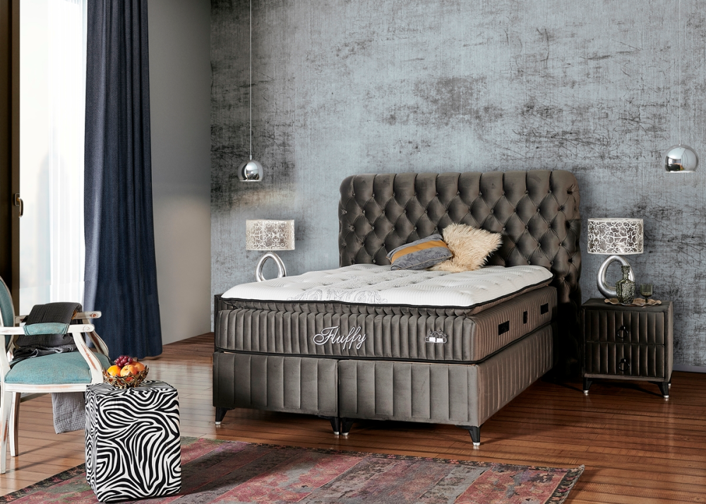 Alternative view of Тапицирано легло Fluffy Перлено Светло Сиво с матрак