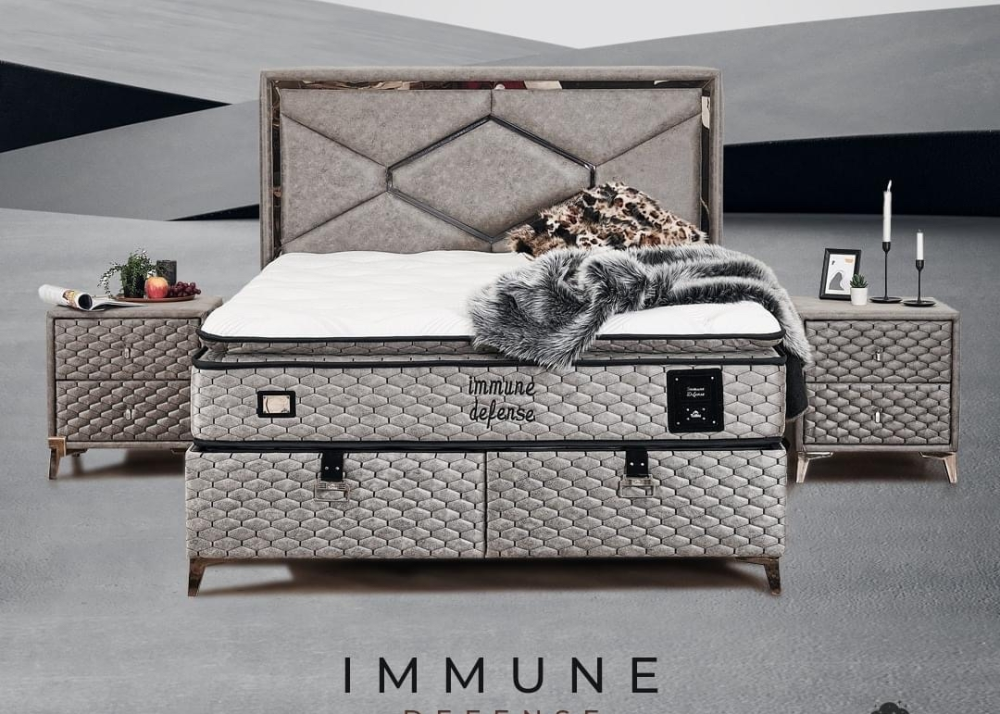 Alternative view of Тапицирано легло Immune Defense Прашно Сиво с луксозен матрак