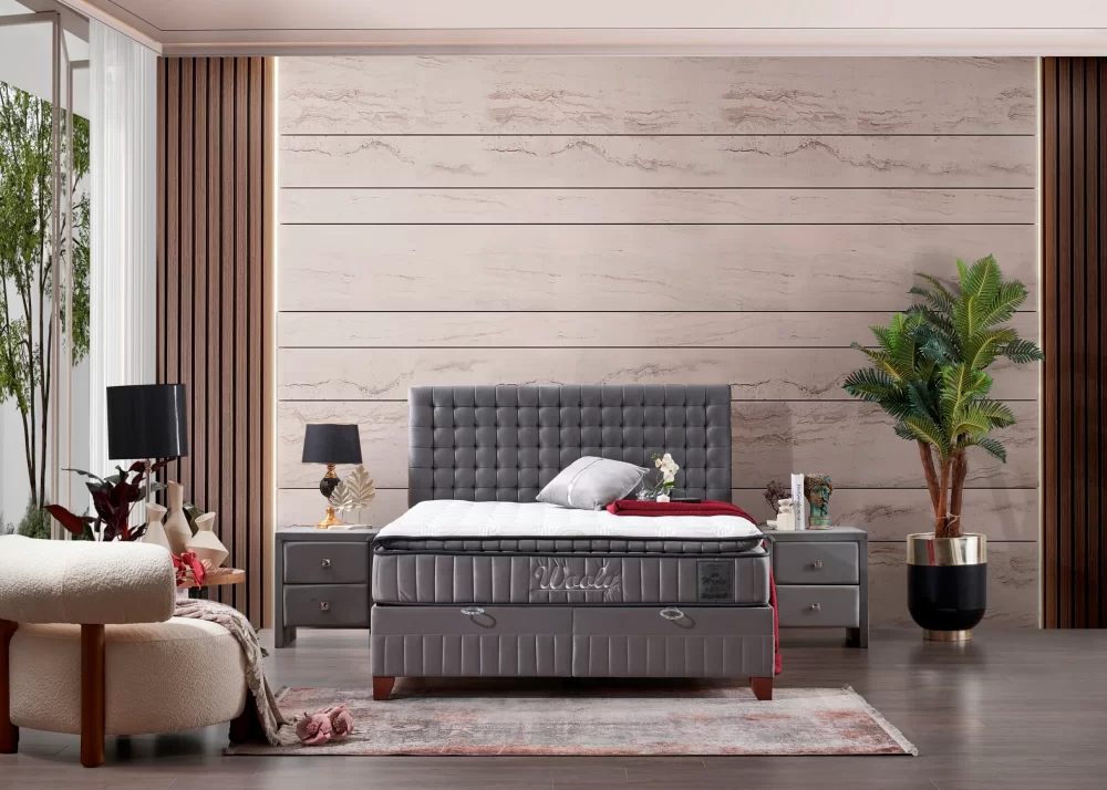 Alternative view of Тапицирано легло Wooly с матрак Wooly Сиво