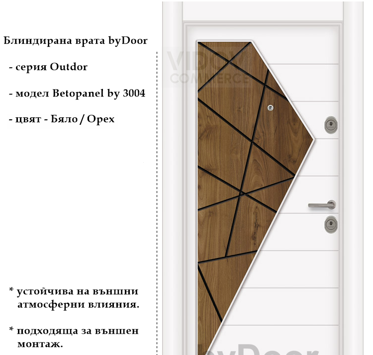 Alternative view of Блиндирана врата Betopanel by 3004 Бяло-Орех