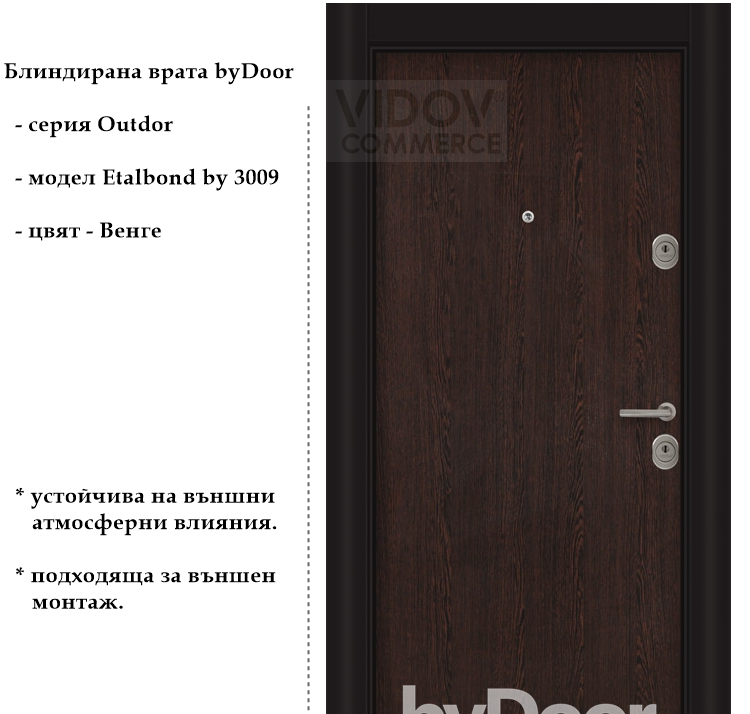 Alternative view of Блиндирана врата Etalbond by 3009 Венге