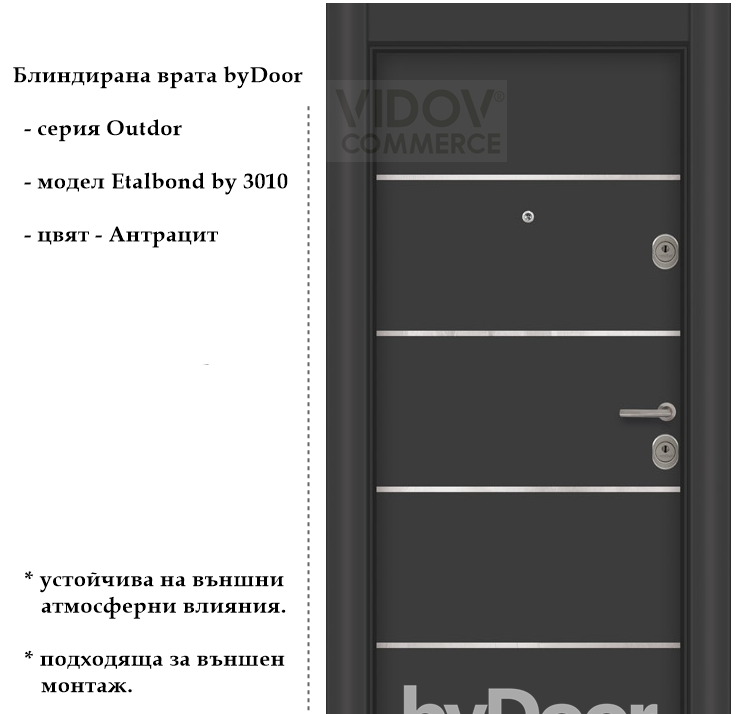 Alternative view of Блиндирана врата Etalbond by 3010 Aнтрацит
