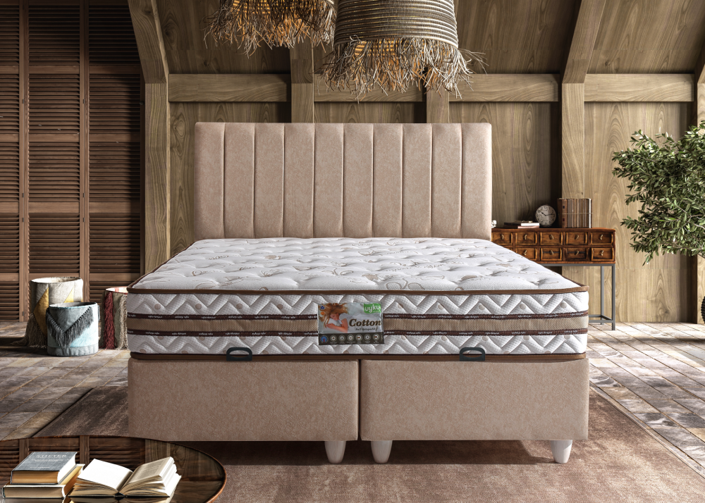 Alternative view of Тапицирано легло Cotton Златен крем - с матрак или без матрак