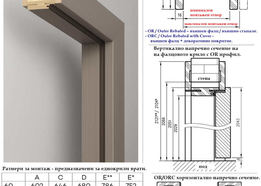 Регулируема каса DRE T80 и размери за монтаж