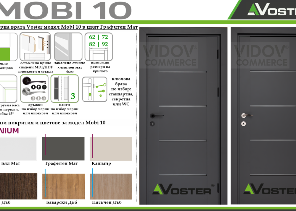 Интериорна врата Voster модел Mobi 10 в цвят Графитен Мат