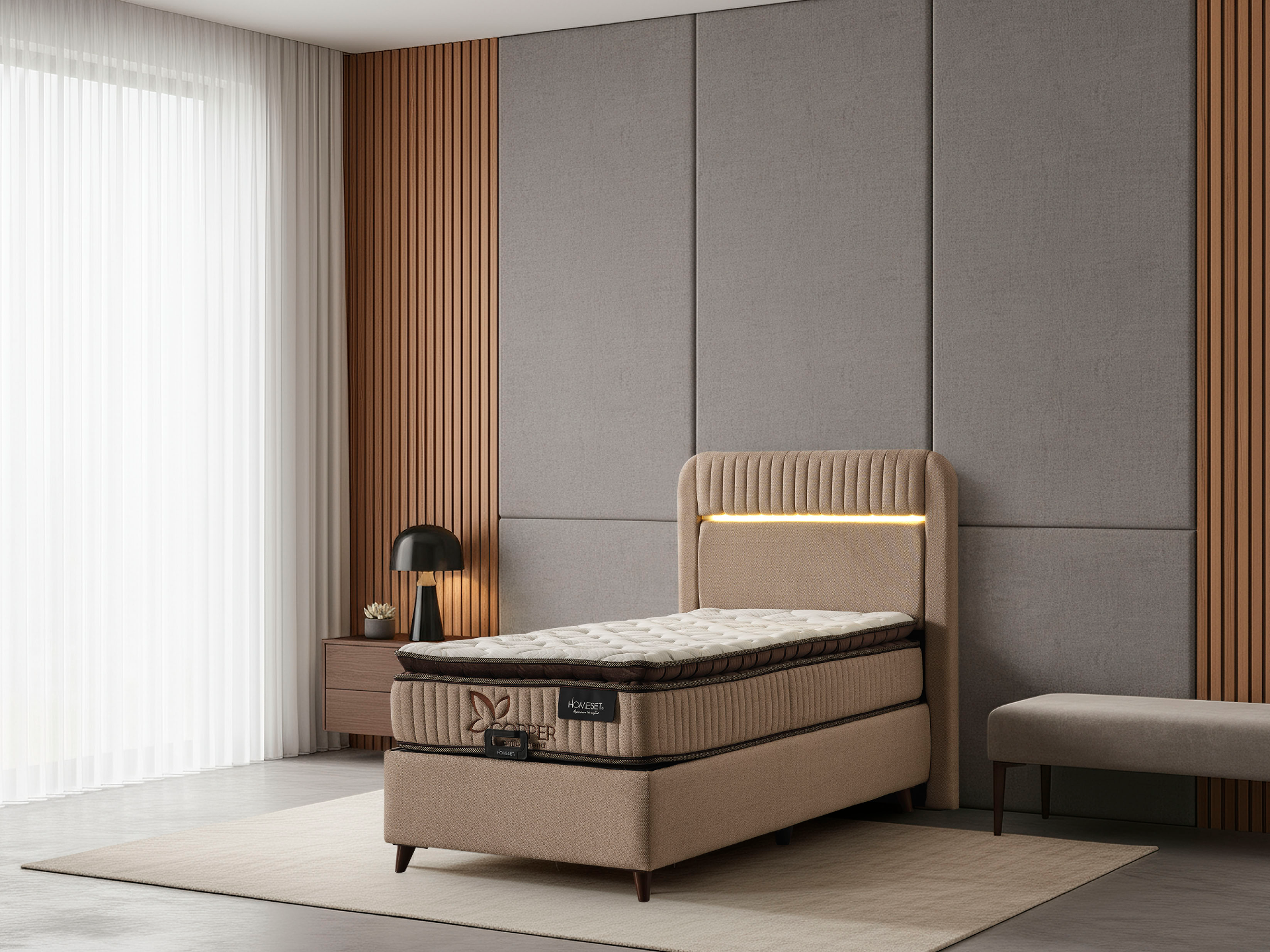 Тапицирано легло Copper 90 с матрак Copper - Image 2